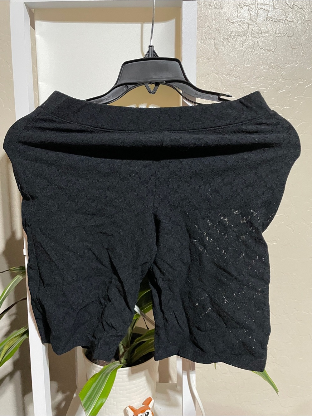 Open Edit Black Lace Textured High-Waist Bike Shorts